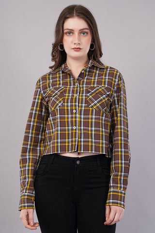 Women Checked Regular Fit Shirt with Patch Pocket