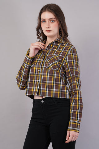 Women Checked Regular Fit Shirt with Patch Pocket