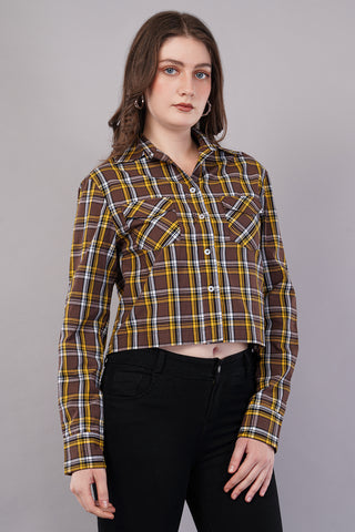 Women Checked Regular Fit Shirt with Patch Pocket