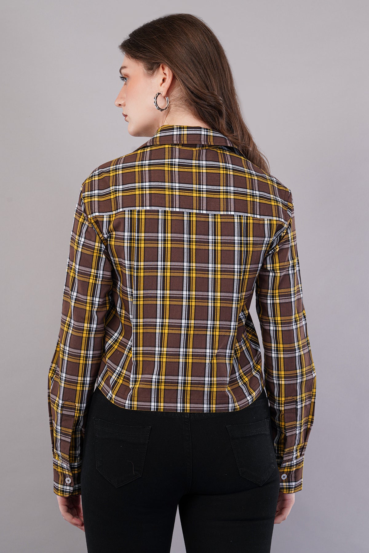 Women Checked Regular Fit Shirt with Patch Pocket