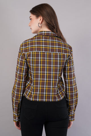 Women Checked Regular Fit Shirt with Patch Pocket