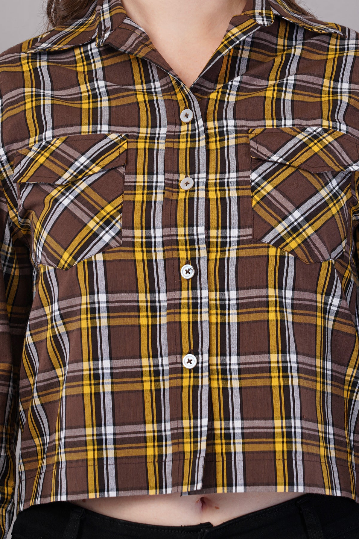 Women Checked Regular Fit Shirt with Patch Pocket