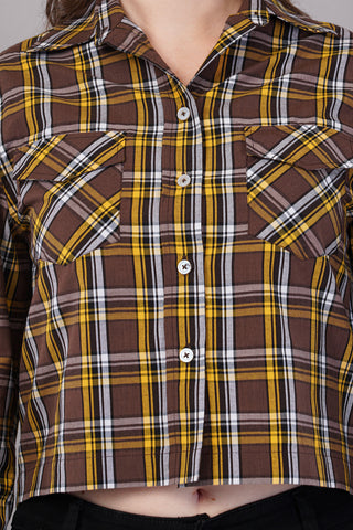 Women Checked Regular Fit Shirt with Patch Pocket