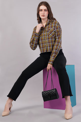 Women Checked Regular Fit Shirt with Patch Pocket