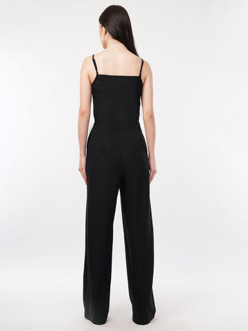 Strap Solid self textured Jumpsuit