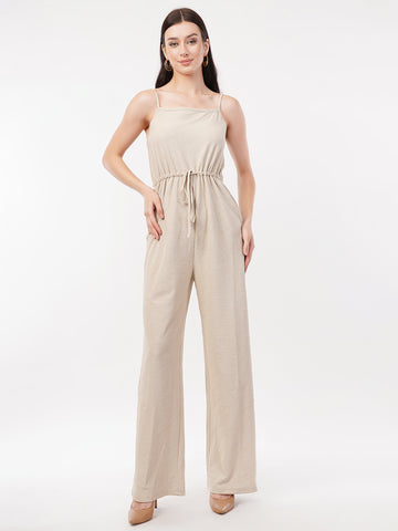 Strap Solid self textured Jumpsuit