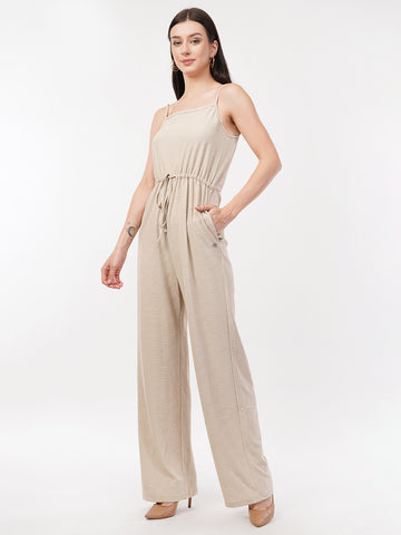 Strap Solid self textured Jumpsuit