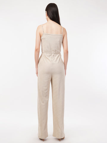 Strap Solid self textured Jumpsuit