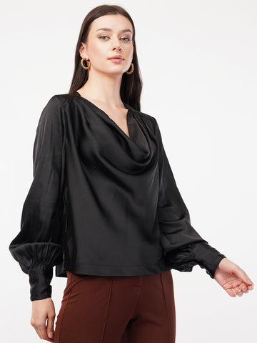 Cowl Neck Satin Top