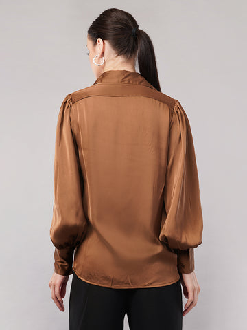 Classic Spread Collar Satin Shirt