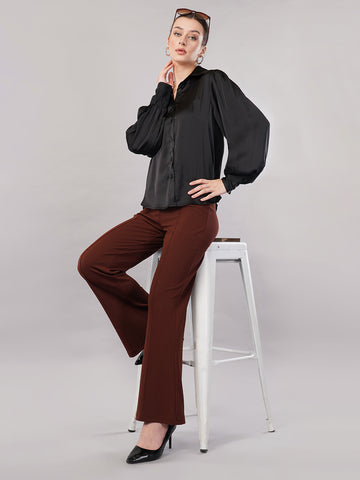 Classic Fit Spread Collar Satin Shirt